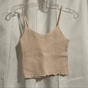Brandy Melville Light Pink Textured Cropped Tank Top